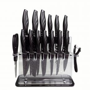 16pcs non-stick painting kitchen knife set with acrylic block