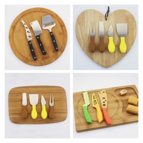 colorful cheese knife and board set