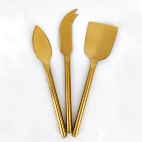 solid handle gold PVD cheese knife set