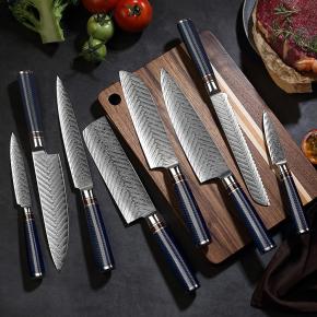 9pcs damascus steel kitchen knife set
