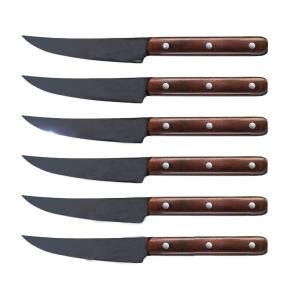 6pcs ebony wood handle steak knife set