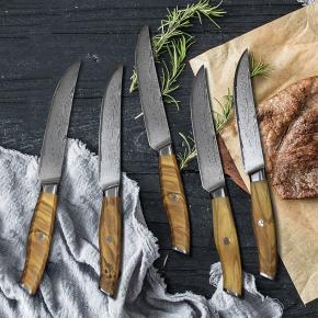 6pcs damascus steel steak knife set