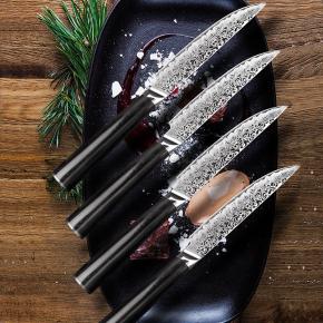damascus steel steak knife set with G10 handle