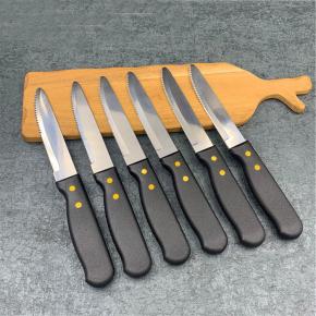 6pcs black plastic handle steak knife set
