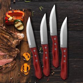 6pcs wooden handle steak knife set