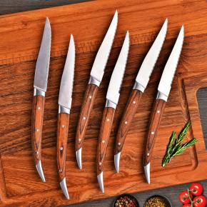 6pcs wooden handle steak knife set