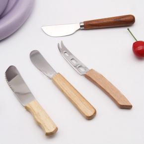 wooden handle cheese knife set