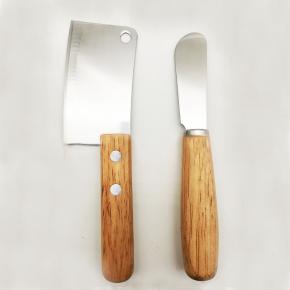 2pcs wooden handle cheese knife set