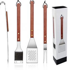 4pcs barbecue tool set with wooden handle