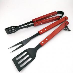 3pcs barbecue tool set with wooden handle