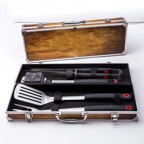 4pcs barbecue tool set with portable aluminum box