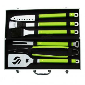 6pcs barbecue tool set with portable aluminum box