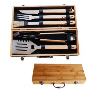 5pcs barbecue tool set with wooden box package