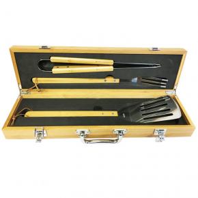 3pcs barbecue tool set with portable wooden box