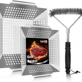 3pcs grill basket and clean brush set