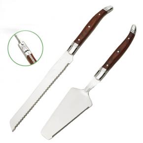 2pcs cake server set with wooden handle