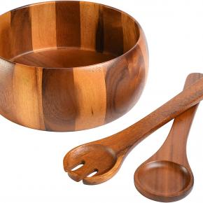 3pcs wooden salad set with bowl 