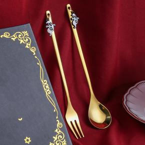 2pcs dessert tea spoon and fork set for gift