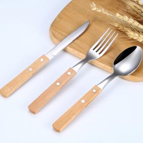 3pcs wooden handle cutlery set