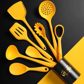 9pcs silicone kitchen utensil set with holder