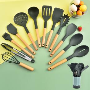 13pcs silicone kitchen utensil set with holder