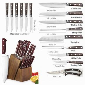 15pcs kitchen knife set with holder