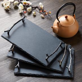 slate serving tray with characteristic handle