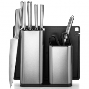 kitchen knife set with cutting board and block
