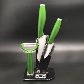 3pcs ceramic kitchen knife set with holder