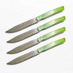 4pcs Damascus Blade Cured Wood Handle Steak Knife Set 