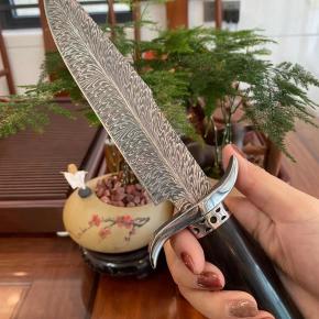 Hunting Knife 9CR18MOV Fixed Blade Rosewood Handle Knife With Leather Sheath For Outdoor