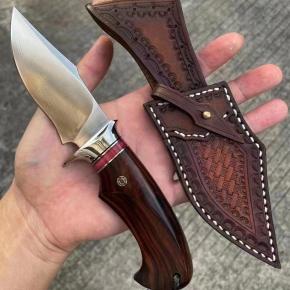 Hunting Knife Factory 14C28N Blade Desert Ironwood And Camel Bone Handle Survival Knife With Leather Sheath Outdoor Camping