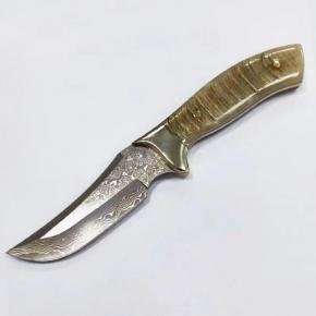 Damascus Hunting Knife With Deer Horn