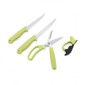 fish knife set with knife sharpener and scissor