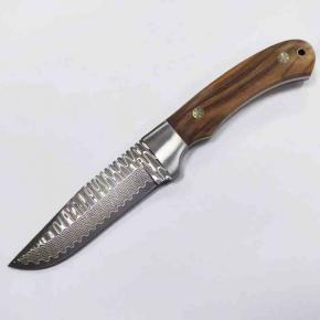 Hunting Knife Fixed Blade Wood Handle Knife With Leather Sheath  