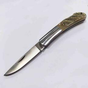 Folding Knife With Stainless Steel Blade Antler Handle  