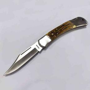 Folding Knife With Stainless Steel Blade Baffalo Bone Handle  