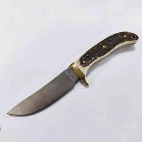 Hunting Knife Fixed Blade Antler Handle Knife With Leather Sheath  