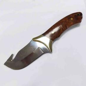 Hunting Knife Fixed Blade Rosewood Handle Knife With Leather Sheath  