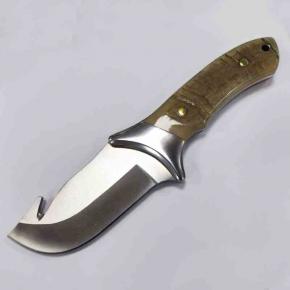 Hunting Knife Fixed Blade Antler Handle Knife With Leather Sheath 